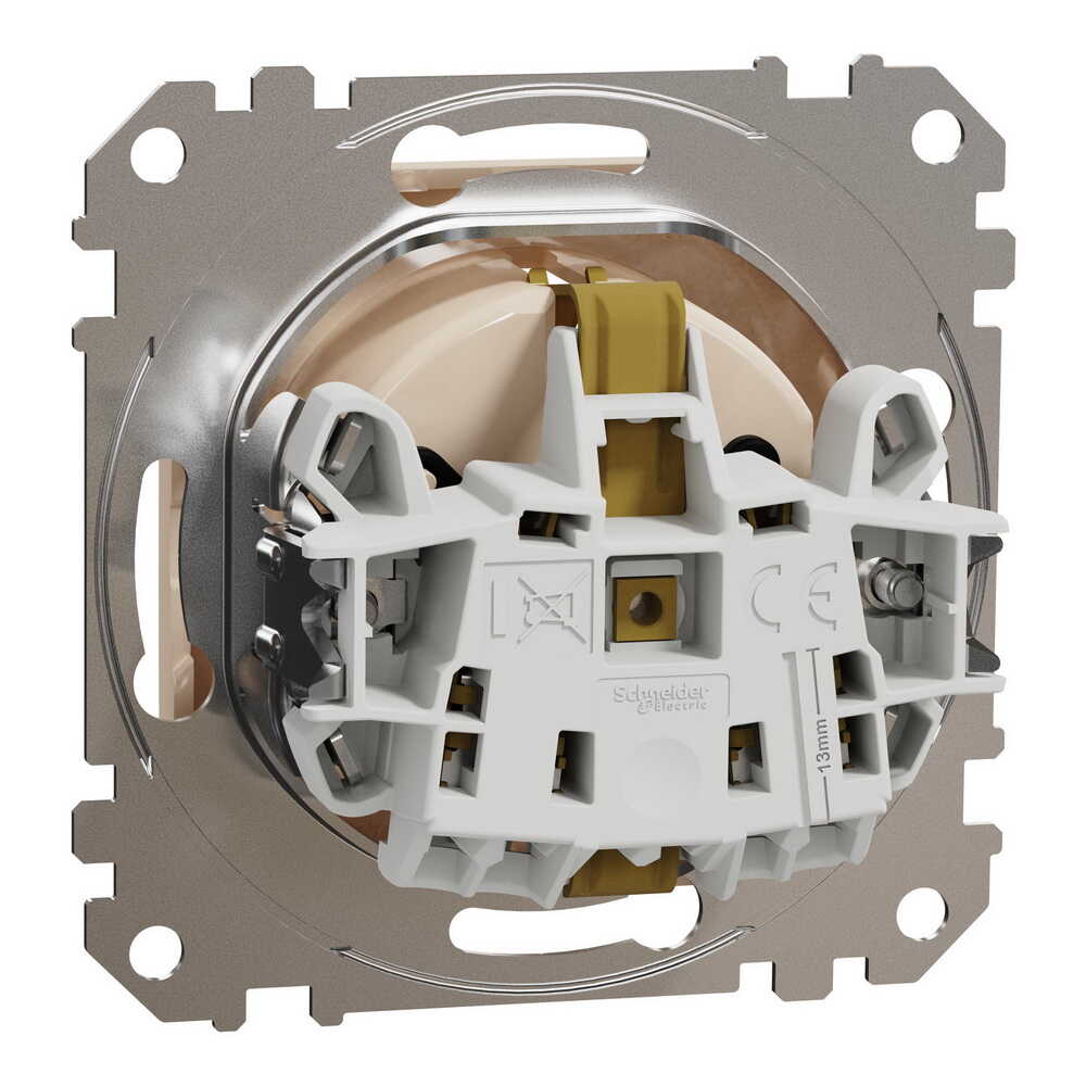 Розетка Schneider Sedna Design бежевая 1-я с заземлением со шторками ( SDD112022 )